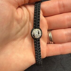 Black Braided Bracelet with Silver Accent
